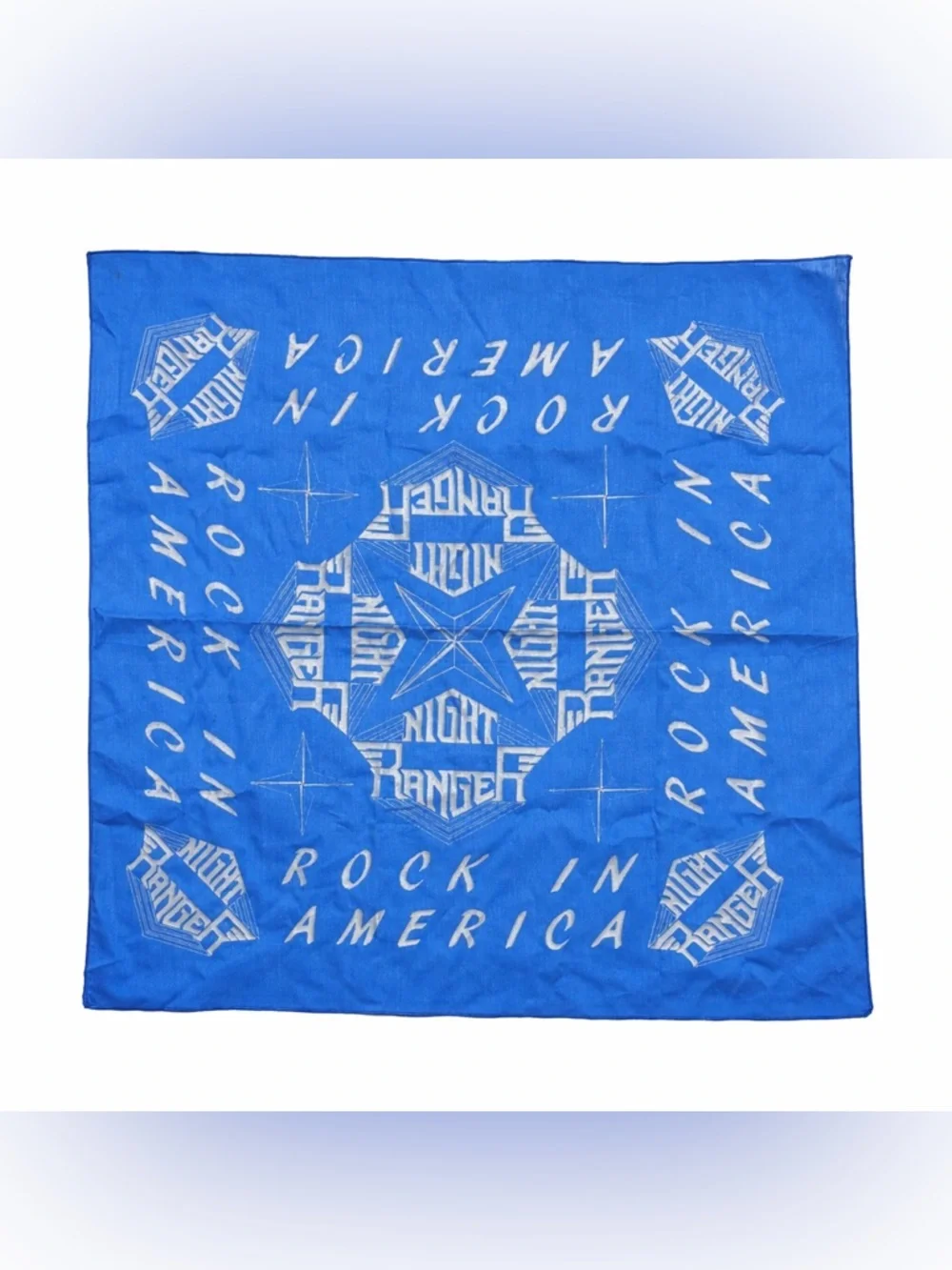 Vintage Night Ranger Rock In America Bandana Blue 80s Concert Merch Rare